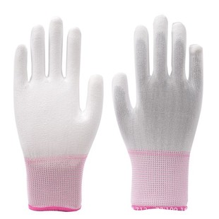 Nylon pu coated palm gloves white dust-free anti-static wear-resistant work coating labor protection pu finger coated gloves thin batch