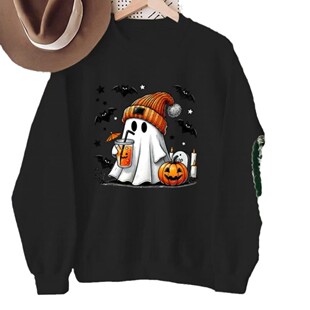 Ghost pumpkin Halloween foreign trade cross-border AliExpress Amazon crew neck fleece-lined sweater long sleeve wholesale