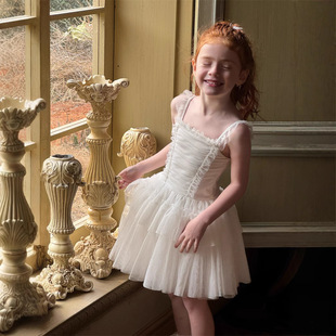 Orange Music 25 Spring and Summer Girls' Sling Puffy Yarn Princess Skirt Girls' Ballet Skirt