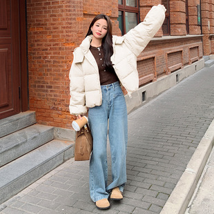 Real New Year Red Short White Duck Down Jacket for Small Women Winter New Student Hooded Bread Clothes