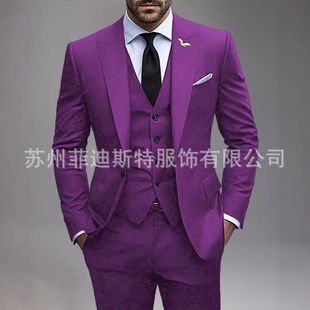 2025 Cross-border New Business Casual Men's Three-piece Groom Suit Men's Wedding Banquet plus size Cross-border Suit Men