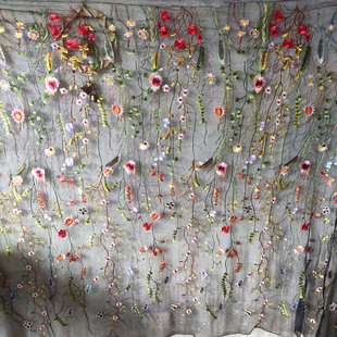 ▒ Classic Black Mesh Embroidered Lace Fabric, Encrypted Water Grass Flower Skirt, Women's Dress, Cheongsam Cloth Auxiliary