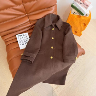 Shenzhen Nanyou Foreign trade original order D home atmosphere retro capable curry gold fashionable generous lazy wool coat coat