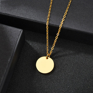 2025 Europe and the United States cross-border round titanium steel necklace men and women simple fashion round brand couple team accessories lettering