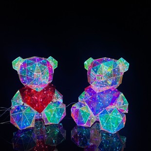Cross-border Fantasy Love Heart Luminous Bear Net Red Bear Tanabata Valentine's Day Birthday Gift Stall Night Light Ornaments
