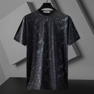 Ice Silk Short-sleeved Suit Men's Summer T-shirt Breathable Quick-drying Casual Sports Suit Thin Large Size Clothes 1/2
