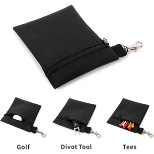 Zippered Golf Ball Bag with Metal Lobster Claw Clip Ball Holder Ball Fork Tool Waist Ball Bag