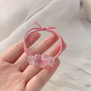 Transparent Wings Love Hair Band Rubber Band Cute Heart High Elastic Hair Rope Girl's All-match Sweet Hair Rope Hair Accessories