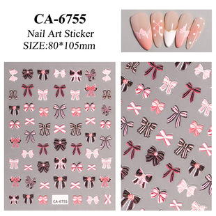 Lace Bow Nail Art Sticker 5D Embossed Joker Lace Ribbon Bow Nail Sticker Jewelry CA