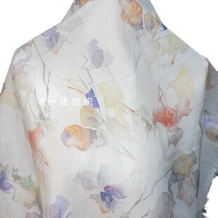 2024 ancient style ink painting Chinese style curved tencel fabric Tencel polyester printed cheongsam Hanfu drape hair accessories fabric