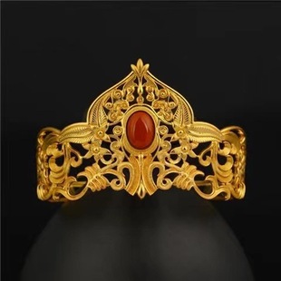 Live copper gilded antique headdress Hanfu ponytail hair crown vintage hair childe crown can be shared by men and women