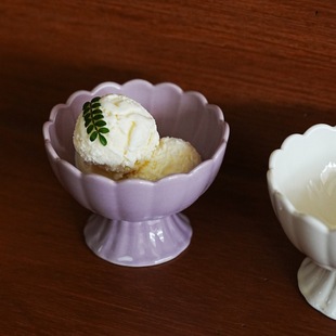 Ceramic High Foot Ice Cream Snack Bowl Commercial Hotel Restaurant Court Bird's Nest Bowl Dessert Bowl Court Bowl Diet Bowl