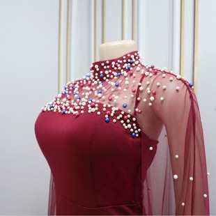 Dubai 2024 Saudi Arabia dress Cross-border Middle East Arab Dress Beaded Mesh Dress Robe Dress