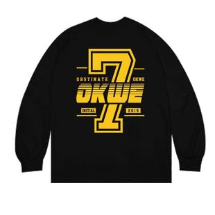 OKWE Classic Design National Fashion American Retro Couple's Heavy Cotton Long Sleeve T-shirt Men's Swede Niche Clothes
