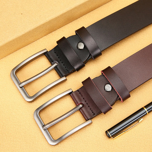 Men's leather retro alloy pin buckle belt explosion trend fashion Joker foreign trade business simple factory wholesale