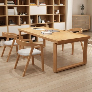 Nordic solid wood office computer desk simple home study desk studio log style reception and negotiation table