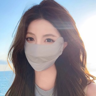 Sunscreen Mask Women's Mesh High Color Value Summer 2025 New UV Protection Mask Full Face Ice Silk Breathable Sunshade