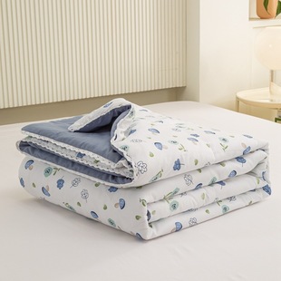 Machine washable water washable cotton summer quilt four-piece student dormitory summer cool quilt household machine washable air conditioner quilt wholesale group purchase