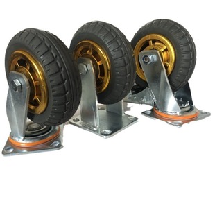 Factory wholesale heavy universal wheel 4 inch 5 inch 6 inch 8 inch brake caster gold rubber wheel mute cart trailer wheel