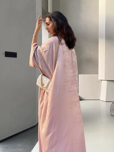 Middle Eastern Muslim High-End Elegant Bronzing Dress for Women 2025 Summer New Style Comfortable Outer Cardigan Robe