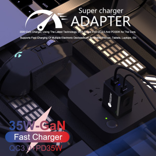 Нитрид галлия QC3.0PD35w зарядное устройство для Европы, Америки, Великобритании и Австралии