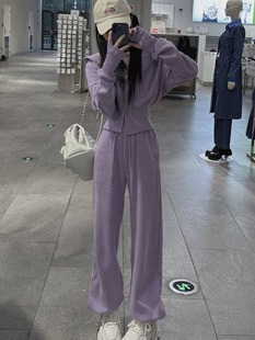 Salt Style Casual Sportswear suit Women's Spring and Autumn Hong Kong Style Retro Slim-fit Slimming Hooded Fashion Two-piece Fashionable Set
