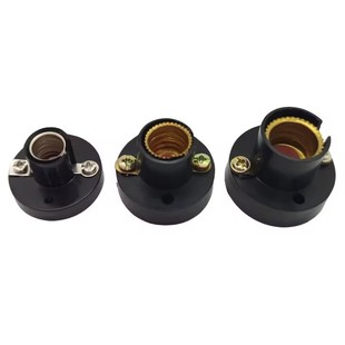 E10/E12/E14 Screw Small Lamp Holder Fixed Lamp Holder Black Flat Lamp Holder Student Experimental Small Lamp Holder Wall Lamp Holder