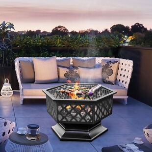 Cross-border European and American hexagonal grill courtyard party multi-functional grill outdoor garden charcoal heating barbecue