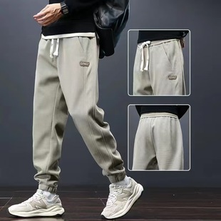 Pleated Autumn and Winter Workwear Casual Sports Pants Men's plus size Loose Leg-toe Sweatpants Winter Fleece-added Long Pants Trend