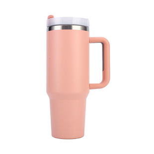 304 stainless steel thermos cup straw ice Cup portable coffee cup Car Cup 40oz handle cup cross border