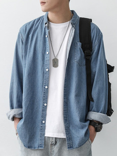 Denim Shirt Boys Coat Casual All-match Shirt Long-sleeved Jacket High-end Spring and Autumn New Fashionable Clothes