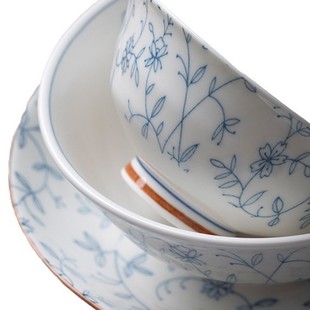 Hexai Ceramic Bowl Household Underglaze Color Jingdezhen Nordic Tableware Rice Bowl Noodle Bowl Soup Bowl Dishes suit