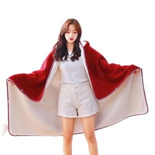 Autumn and Winter Children's Pupils Thickened Warm Flannel Lazy Shoulder Blanket Nap Air Conditioning Blanket Cloak