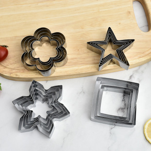 Factory custom stainless steel biscuit mold DIY stainless steel mousse ring Biscuit cookie cutting mold wholesale 5 piece set