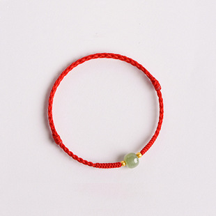 Benmingnian Red Rope Bracelet New Imitation Hetian Jade Barrel Bead Transfer Woven Hand Rope ins Niche Design for Women