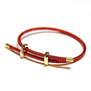 New I-Buckle Wire Rope Bracelet 3D Hard Gold Cord Bracelet Adjustable Titanium Steel Waterproof Sweat-proof Bracelet Braided