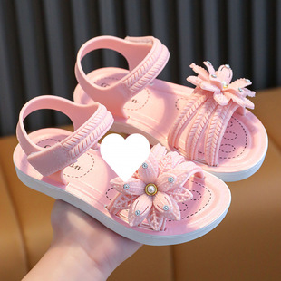 Girls' Sandals Summer New Soft Sole Non-slip Comfortable Fashion Princess Shoes Large Small and Medium-sized Girls Sandals Bow