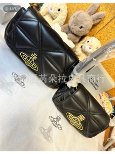 Empress Dowager Saturn New Armpit Bag Sheepskin Hazel Medium Flip Chain Single Shoulder Bagel Bag for Women