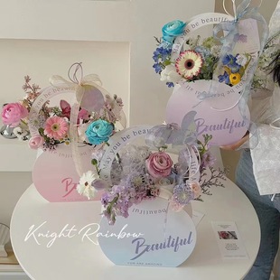 Bracelet flower basket flower arrangement Series High sense flower florist shop wrapping paper material bouquet packaging hand basket