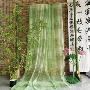 New Chinese Style Calligraphy Poetry Gauze Mantle Green Cloth Antique Scene Layout Decorative Gauze Background Cloth Mantle