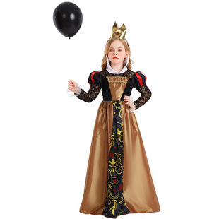 Color Fantasy Wonderland Peach Queen cosplay Dress Vintage Court Dress Halloween Poison Queen Girl Dress