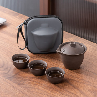 Travel Tea Set Quick Guest Cup One Pot Three Cups Teapot Teacup Portable Simple Kung Fu Purple Clay Outdoor Tea Maker