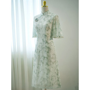 Green Cheongsam 2025 New Summer New Chinese Style Improved Young Girl dress Small Chiffon Pendulum