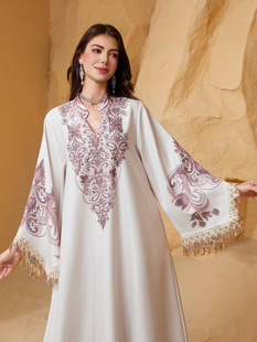 Nc12 Cross-Border New Product Muslim Robe Middle East Dubai Printed Women's Dress New Light Luxury Evening Dress