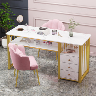 Nail salon nail chair houndstooth double-layer nail table suit rectangular makeup table small apartment girl heart ins