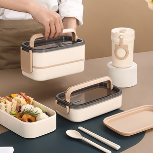 Crisper snack box Japanese lunch box double-layer office worker separated lunch box microwave oven heating student lunch box