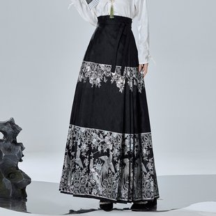 Новый улучшенный Hanfu женский новый китайский стиль ткацкой золотой конской юбки с лапшой