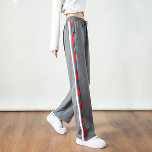 Sports Pants Women's Spring and Autumn Thin High Waist Slimming Straight Leg Pants New Loose Casual Wide Leg Black Trousers