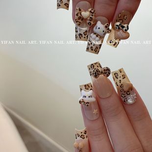 Сетка красный леопардовый принт hellokitty маникюрные украшения мультфильм KT cat бант Hali Hello Cat смола бриллиант