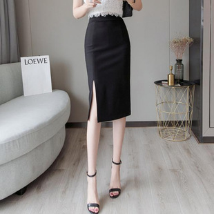 New Style Half Skirt Korean and Japanese Slim Versatile One-Step Slit Skirt Professional Workwear Half Skirt Bodycon Midi Skirt Slit Skirt